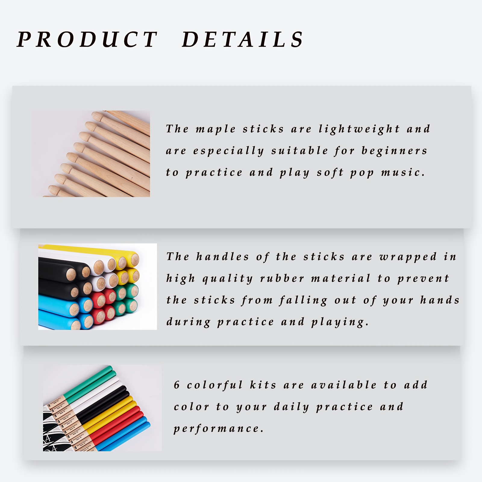 12 Pairs Classic 5A/7A Maple W - Drum Stick 5A review and price