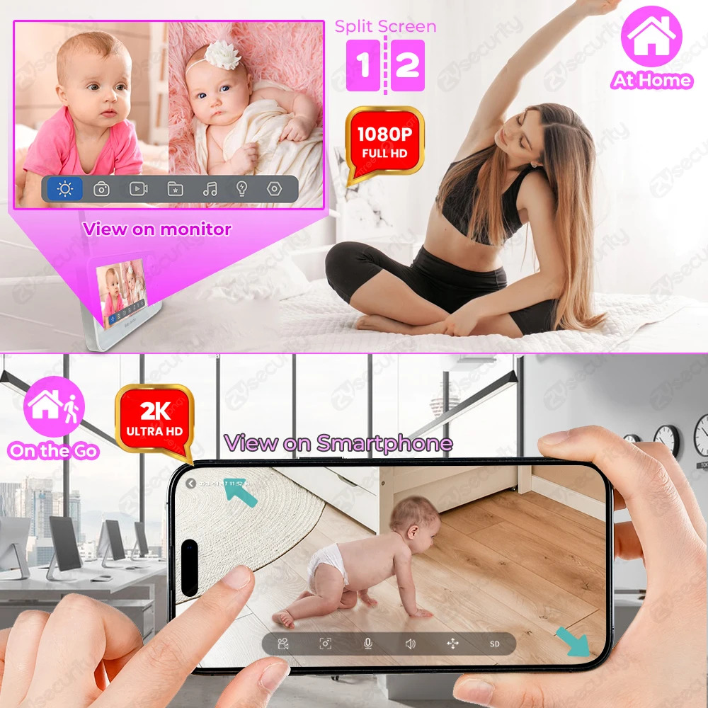 WiFi Baby Monitor with Two Cam - Audio Music Google review and price